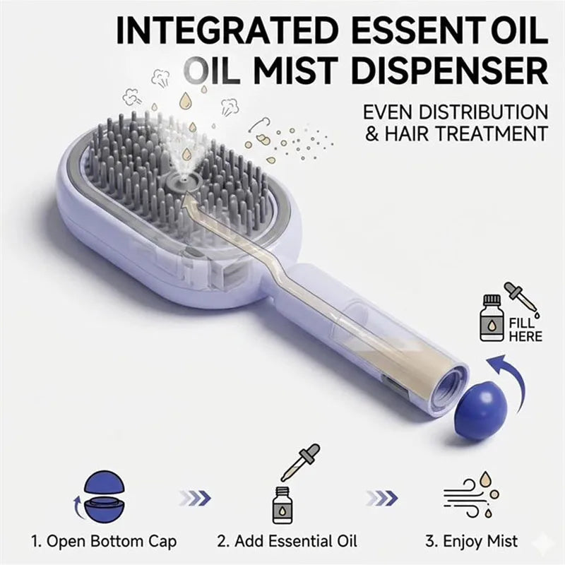 5 in 1 Rechargeable Hair Straightener Brush with Detangling Comb | Cordless Hair Styler