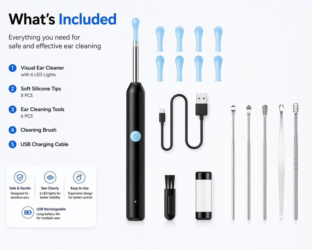 Earwax Removal Kit – Smart HD Visual Ear Cleaning Tool with Camera/مجموعة إزالة شمع الأذن