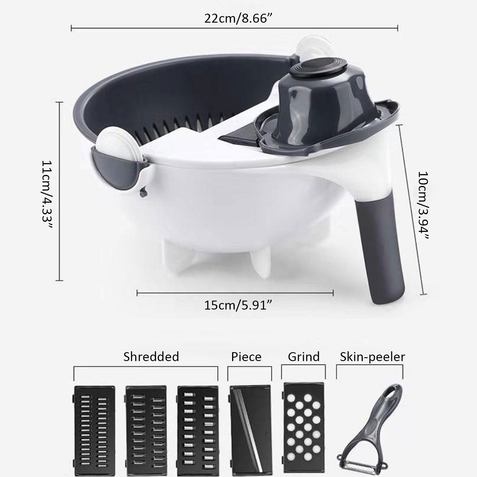 9 In 1 Multifunctional Vegetable Slicer & Chopper with Interchangeable Blades